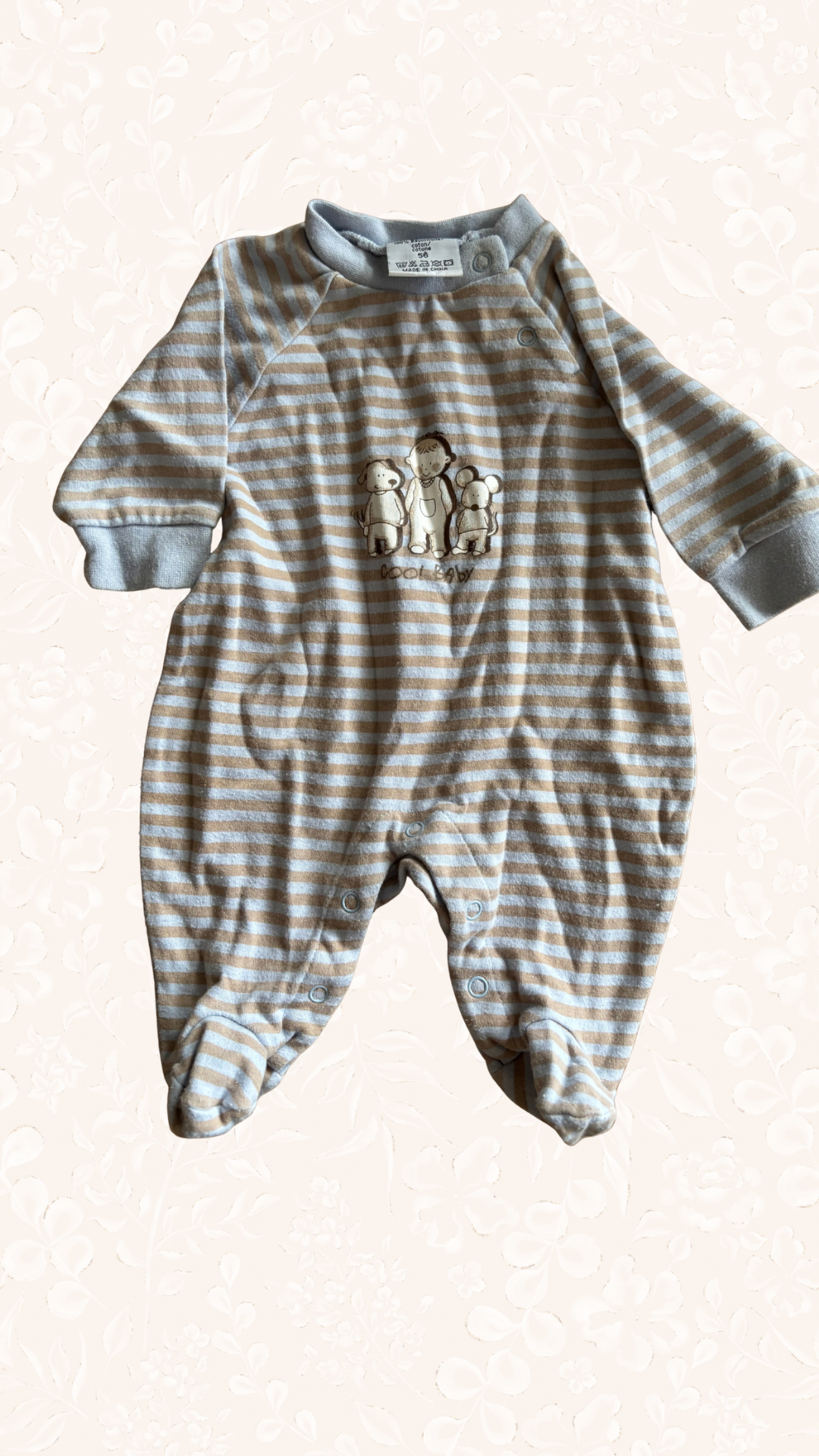 Pyjama Hellblau/Braun Gestreift 56