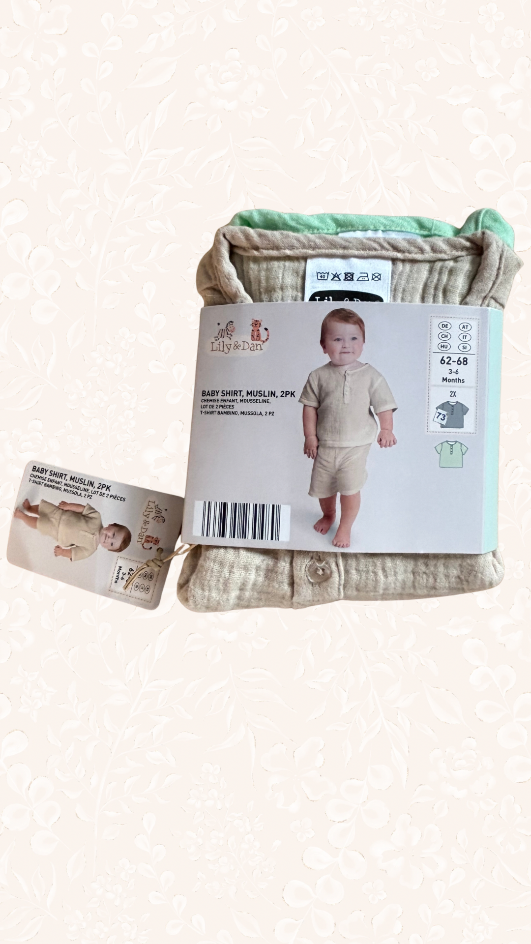 Shirt 2x Muslin 62/68 Neu