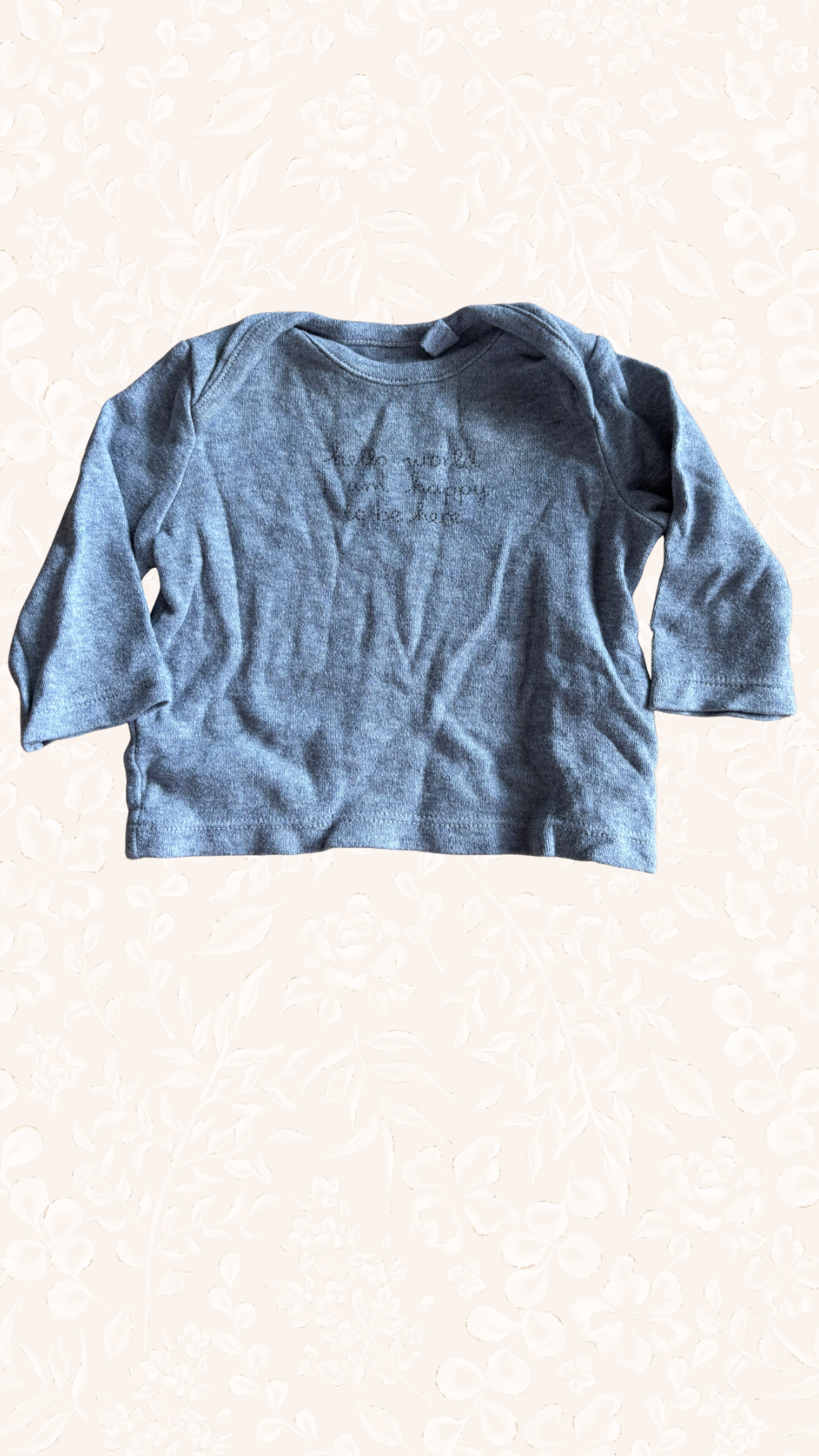 Langarmshirt Grau Hello World 56