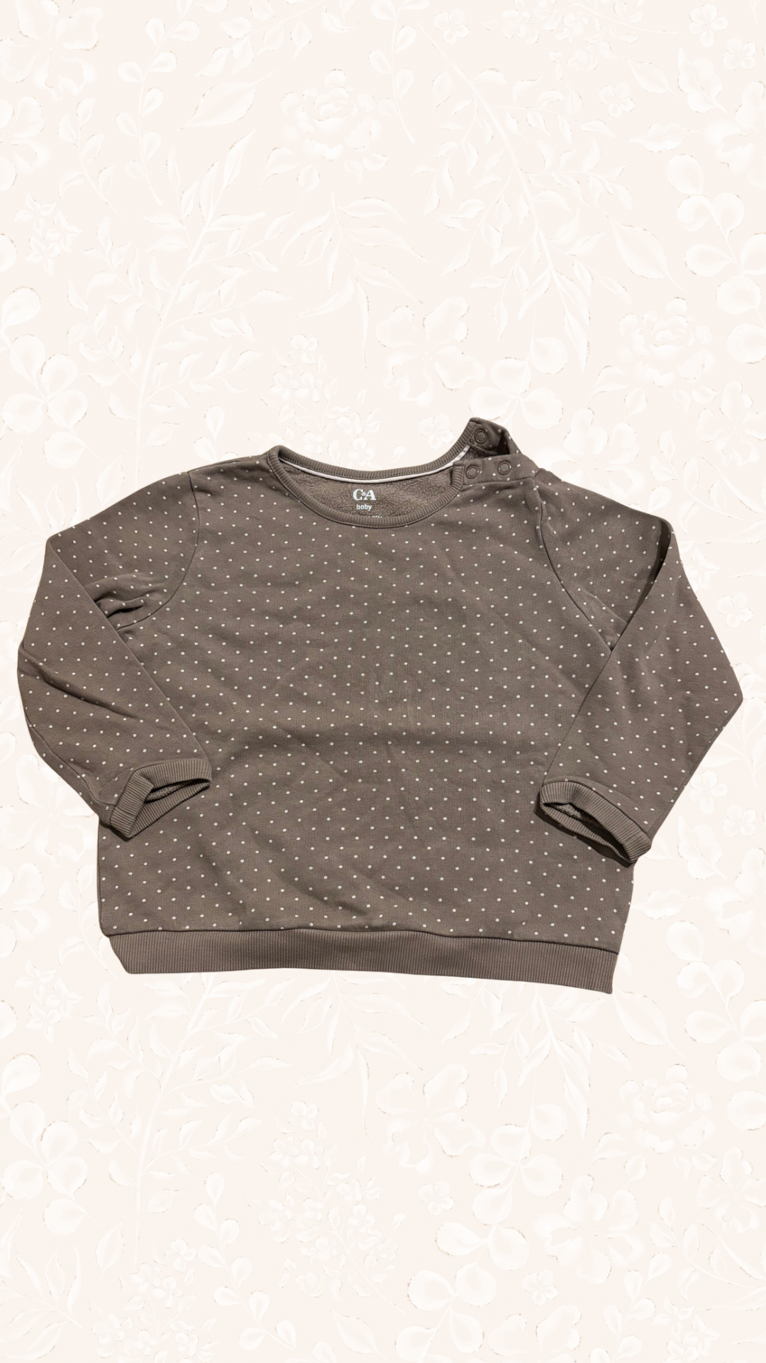 Pullover Braun mit Hellrosa Punkten 98