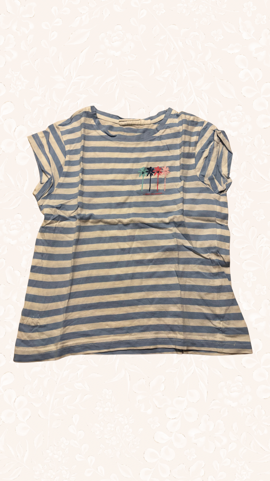 Shirt Hellblau/Weiss Gestreift 122/128