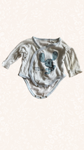 Wickelbody Langarm Hellblau Gestreift 50